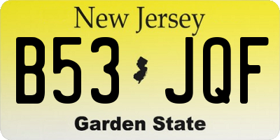 NJ license plate B53JQF