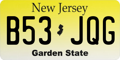 NJ license plate B53JQG