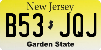 NJ license plate B53JQJ
