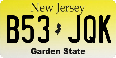 NJ license plate B53JQK