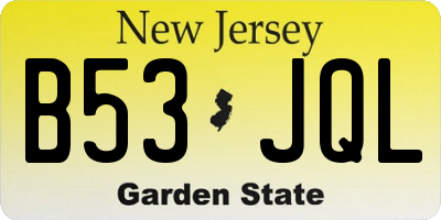 NJ license plate B53JQL
