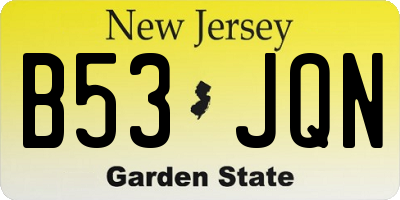 NJ license plate B53JQN