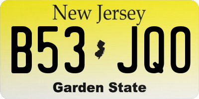 NJ license plate B53JQO