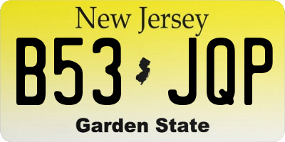 NJ license plate B53JQP