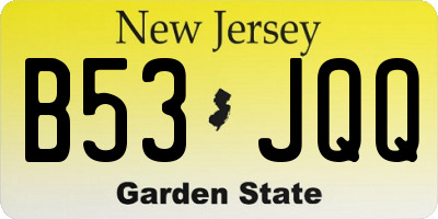 NJ license plate B53JQQ