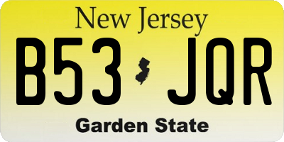 NJ license plate B53JQR