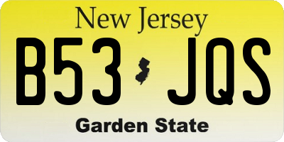 NJ license plate B53JQS