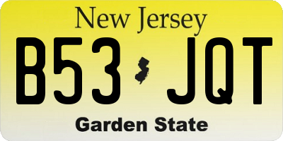 NJ license plate B53JQT
