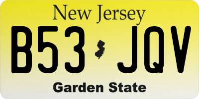 NJ license plate B53JQV