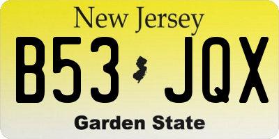 NJ license plate B53JQX
