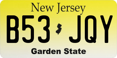NJ license plate B53JQY