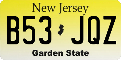 NJ license plate B53JQZ