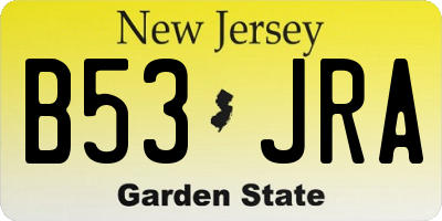 NJ license plate B53JRA