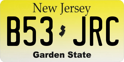 NJ license plate B53JRC