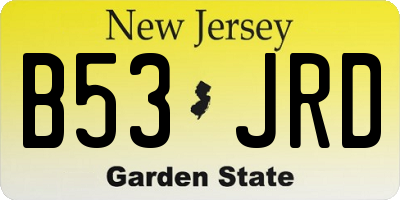 NJ license plate B53JRD