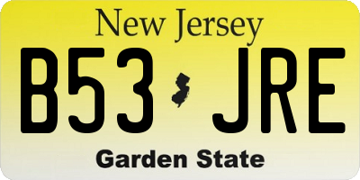 NJ license plate B53JRE