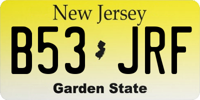 NJ license plate B53JRF