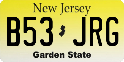 NJ license plate B53JRG
