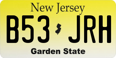 NJ license plate B53JRH