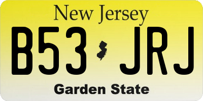 NJ license plate B53JRJ
