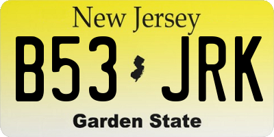 NJ license plate B53JRK