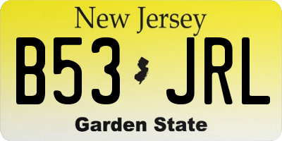 NJ license plate B53JRL
