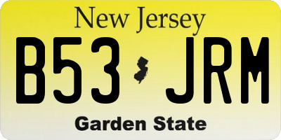 NJ license plate B53JRM