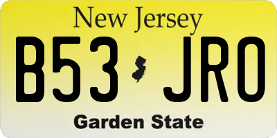 NJ license plate B53JRO