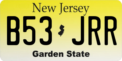 NJ license plate B53JRR