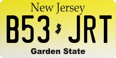 NJ license plate B53JRT