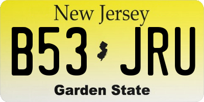 NJ license plate B53JRU