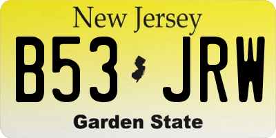NJ license plate B53JRW
