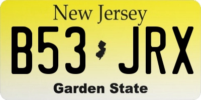 NJ license plate B53JRX