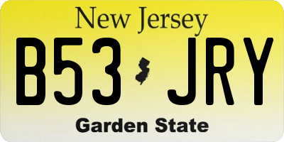 NJ license plate B53JRY