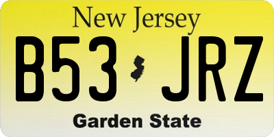 NJ license plate B53JRZ