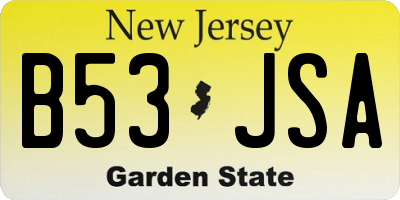 NJ license plate B53JSA