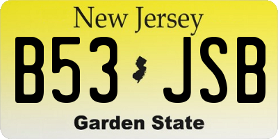NJ license plate B53JSB