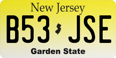 NJ license plate B53JSE