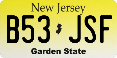 NJ license plate B53JSF