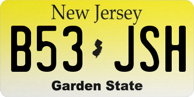 NJ license plate B53JSH