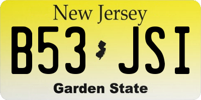 NJ license plate B53JSI