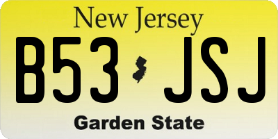NJ license plate B53JSJ