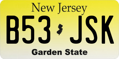 NJ license plate B53JSK
