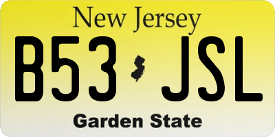 NJ license plate B53JSL