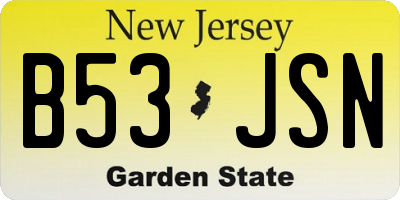 NJ license plate B53JSN