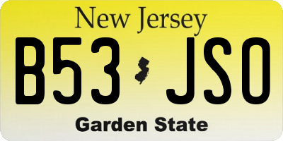 NJ license plate B53JSO