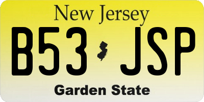 NJ license plate B53JSP