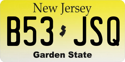 NJ license plate B53JSQ