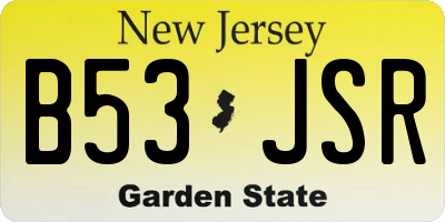 NJ license plate B53JSR