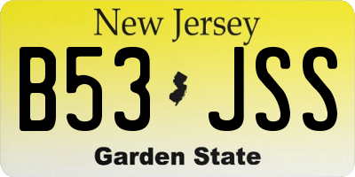 NJ license plate B53JSS